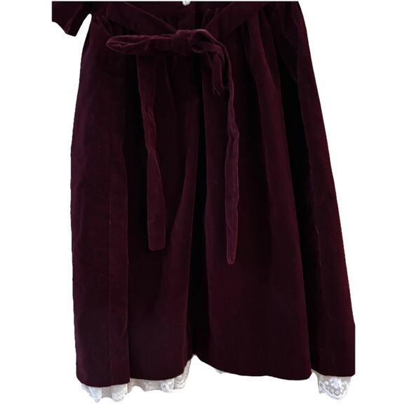 Osh Kosh Vintage Girls Velvet Dress Size 6 Pink Rose Accents Lace Hem 1980s 90’s - Picture 9 of 11